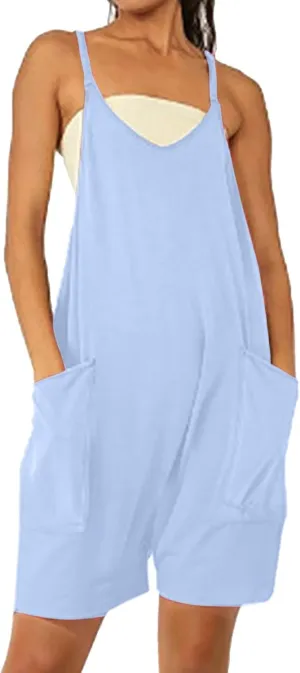 SHAOBGE Womens Jumpsuits Casual Summer Onesie Rompers Sleeveless Loose Baggy Overalls Jumpers with Pockets 2024 Clothes
