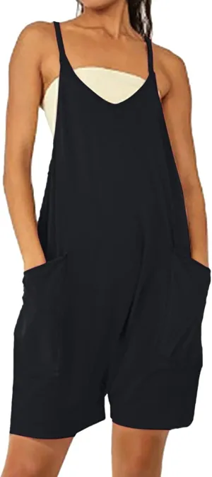 SHAOBGE Womens Jumpsuits Casual Summer Onesie Rompers Sleeveless Loose Baggy Overalls Jumpers with Pockets 2024 Clothes