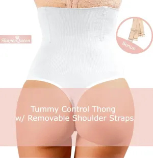 ShaperQueen102A Thong - Women Shapewear Panty Bodysuit High-Waisted Tummy Control Sexy Faja Girdle Cincher Body Shaper