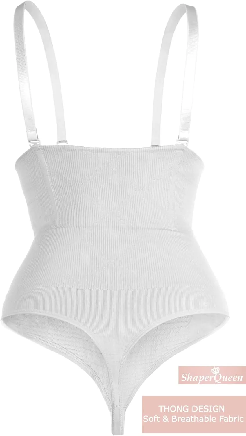 ShaperQueen102A Thong - Women Shapewear Panty Bodysuit High-Waisted Tummy Control Sexy Faja Girdle Cincher Body Shaper