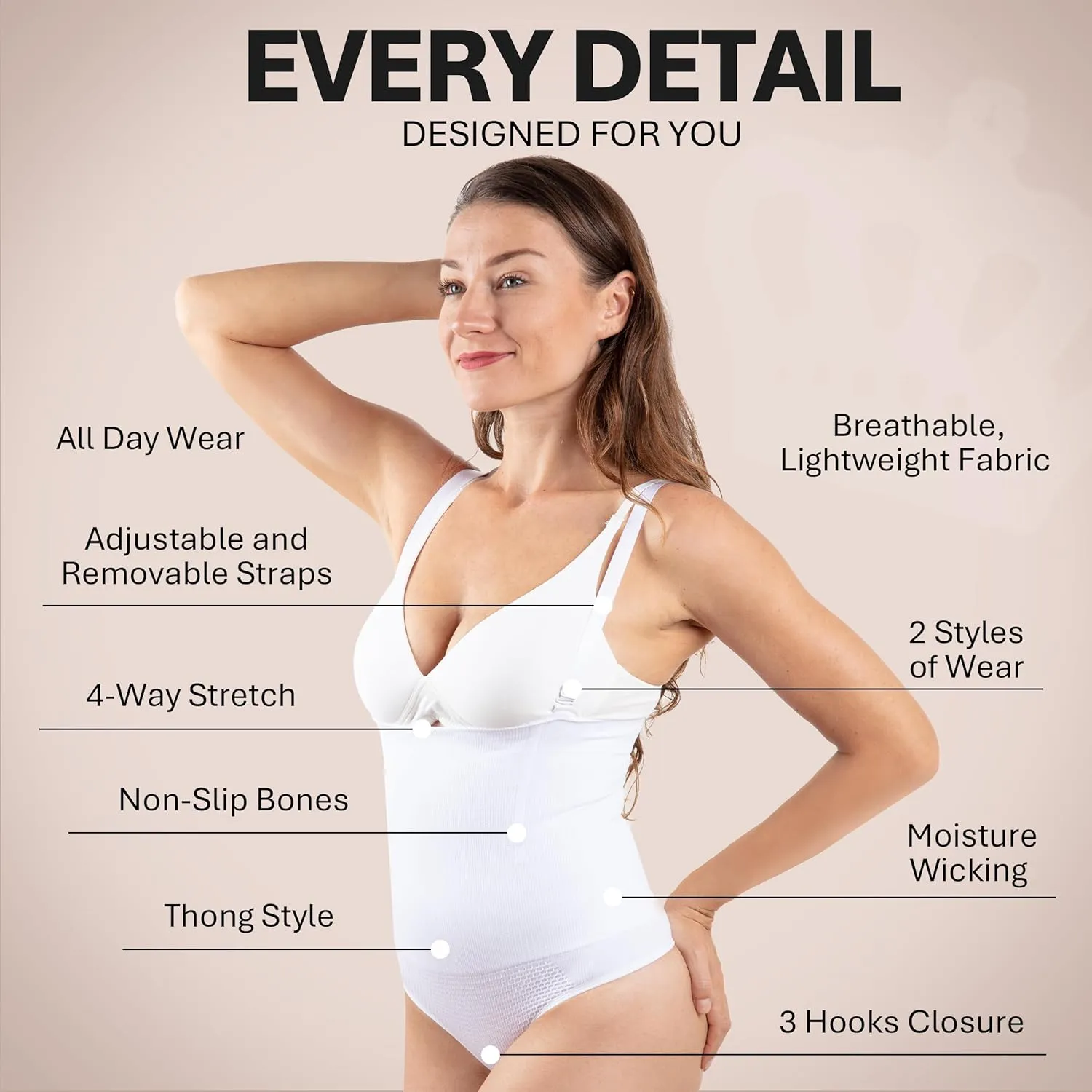 ShaperQueen102A Thong - Women Shapewear Panty Bodysuit High-Waisted Tummy Control Sexy Faja Girdle Cincher Body Shaper