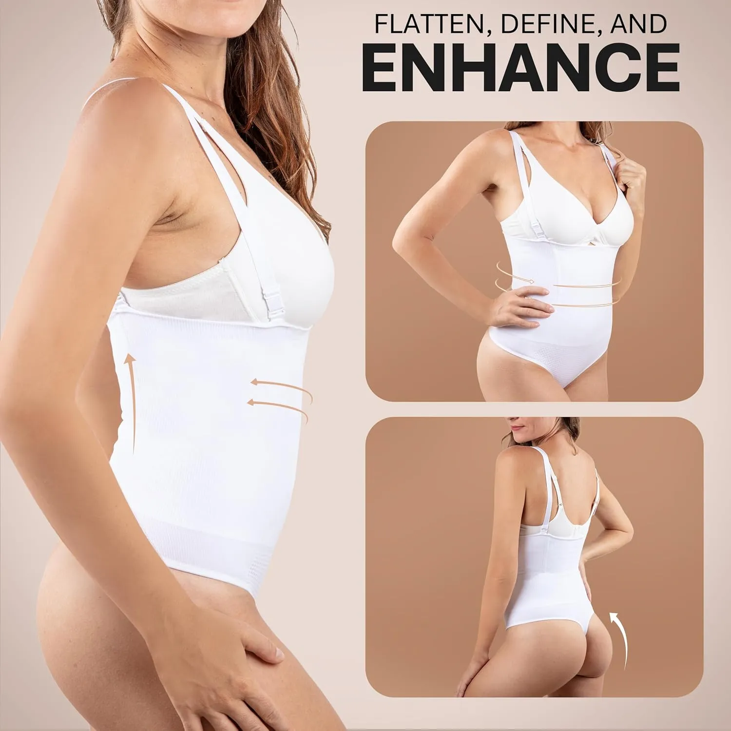 ShaperQueen102A Thong - Women Shapewear Panty Bodysuit High-Waisted Tummy Control Sexy Faja Girdle Cincher Body Shaper