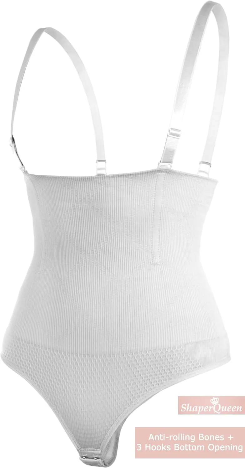 ShaperQueen102A Thong - Women Shapewear Panty Bodysuit High-Waisted Tummy Control Sexy Faja Girdle Cincher Body Shaper
