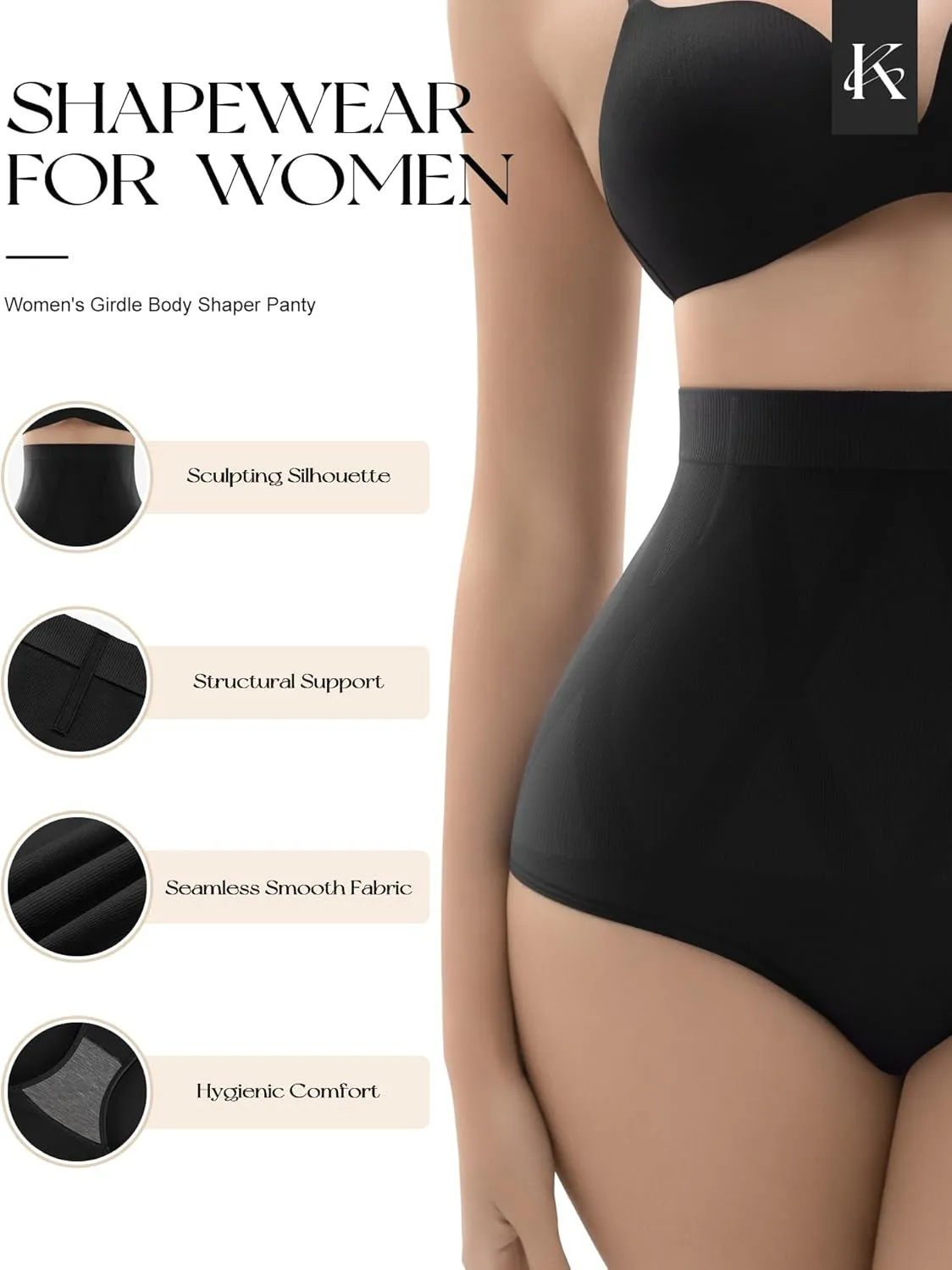 Shapewear for Women Tummy Control Seamless Underwear Panties High Waist Body Shaper Cotton Spanks Girdle Under Dress