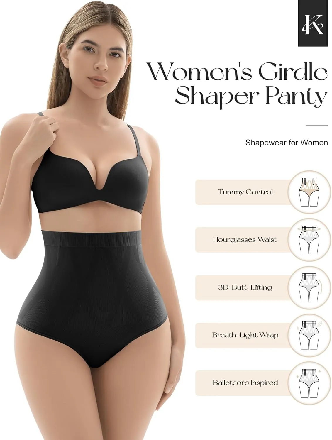 Shapewear for Women Tummy Control Seamless Underwear Panties High Waist Body Shaper Cotton Spanks Girdle Under Dress
