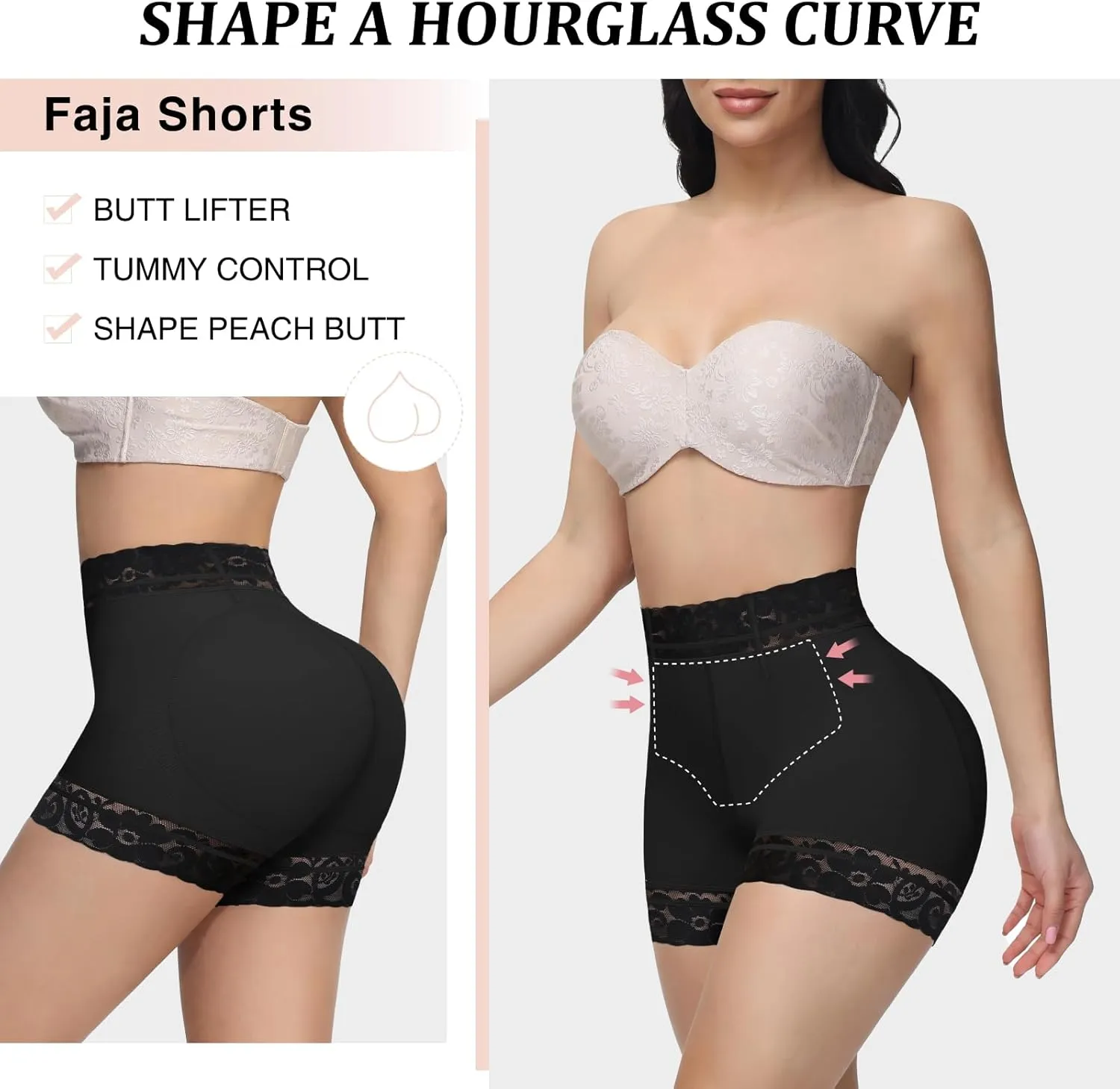 SHAPSHE Butt Lifter Panties Faja Shapewear for Women Tummy Control Shorts Seamless Thigh Slimming Compression Underwear
