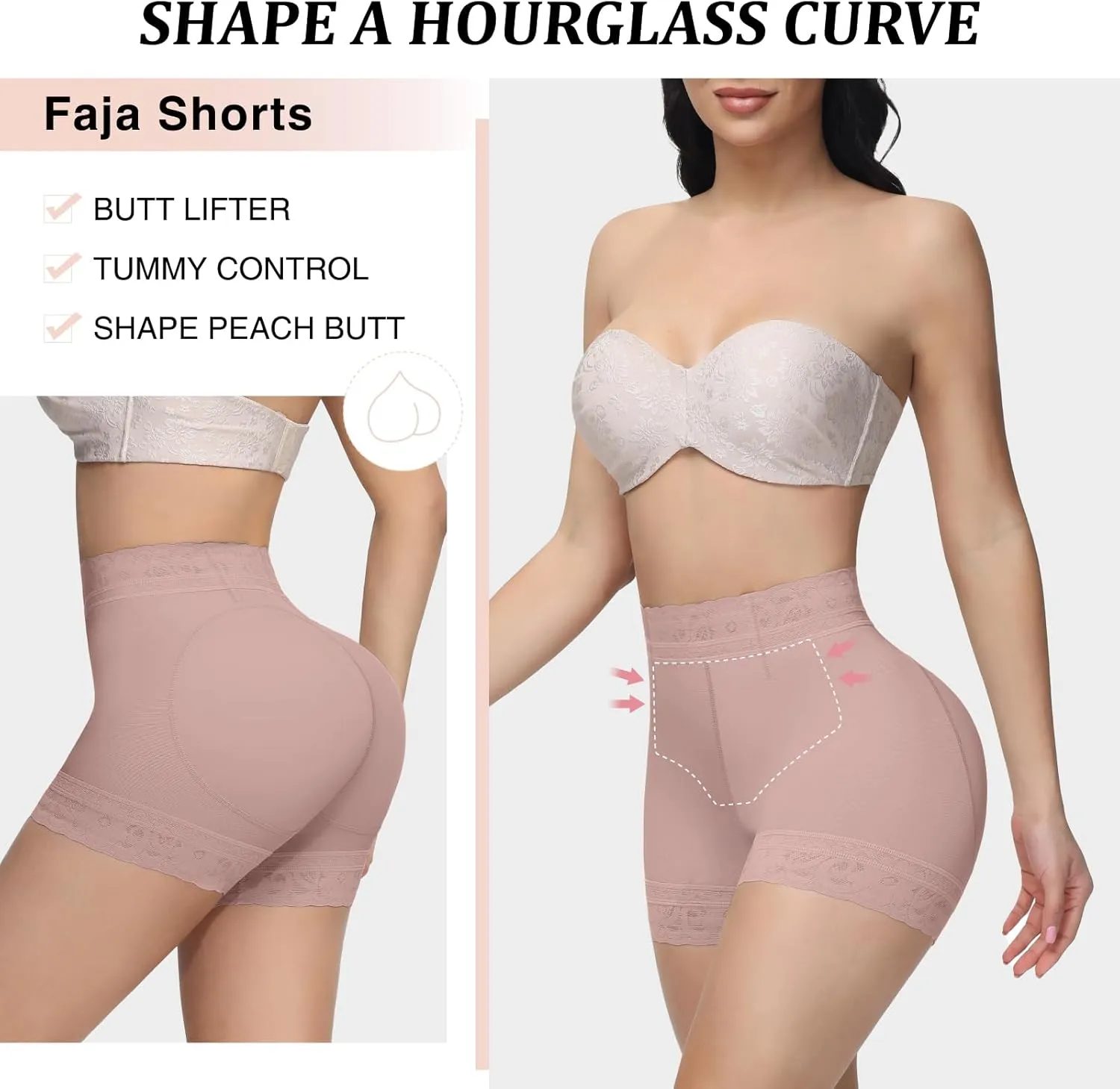 SHAPSHE Butt Lifter Panties Faja Shapewear for Women Tummy Control Shorts Seamless Thigh Slimming Compression Underwear