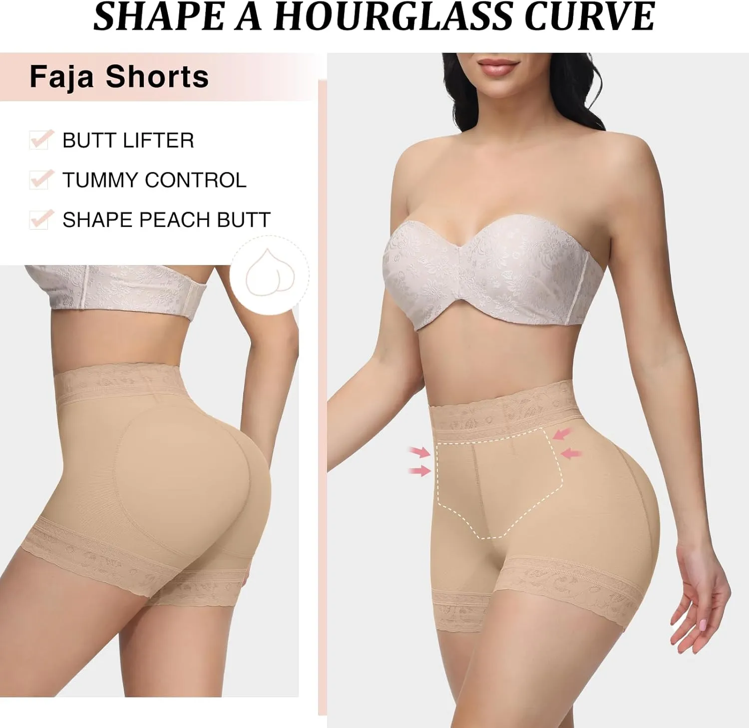 SHAPSHE Butt Lifter Panties Faja Shapewear for Women Tummy Control Shorts Seamless Thigh Slimming Compression Underwear