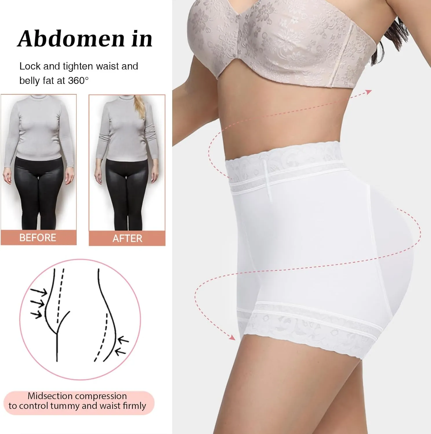 SHAPSHE Butt Lifter Panties Faja Shapewear for Women Tummy Control Shorts Seamless Thigh Slimming Compression Underwear