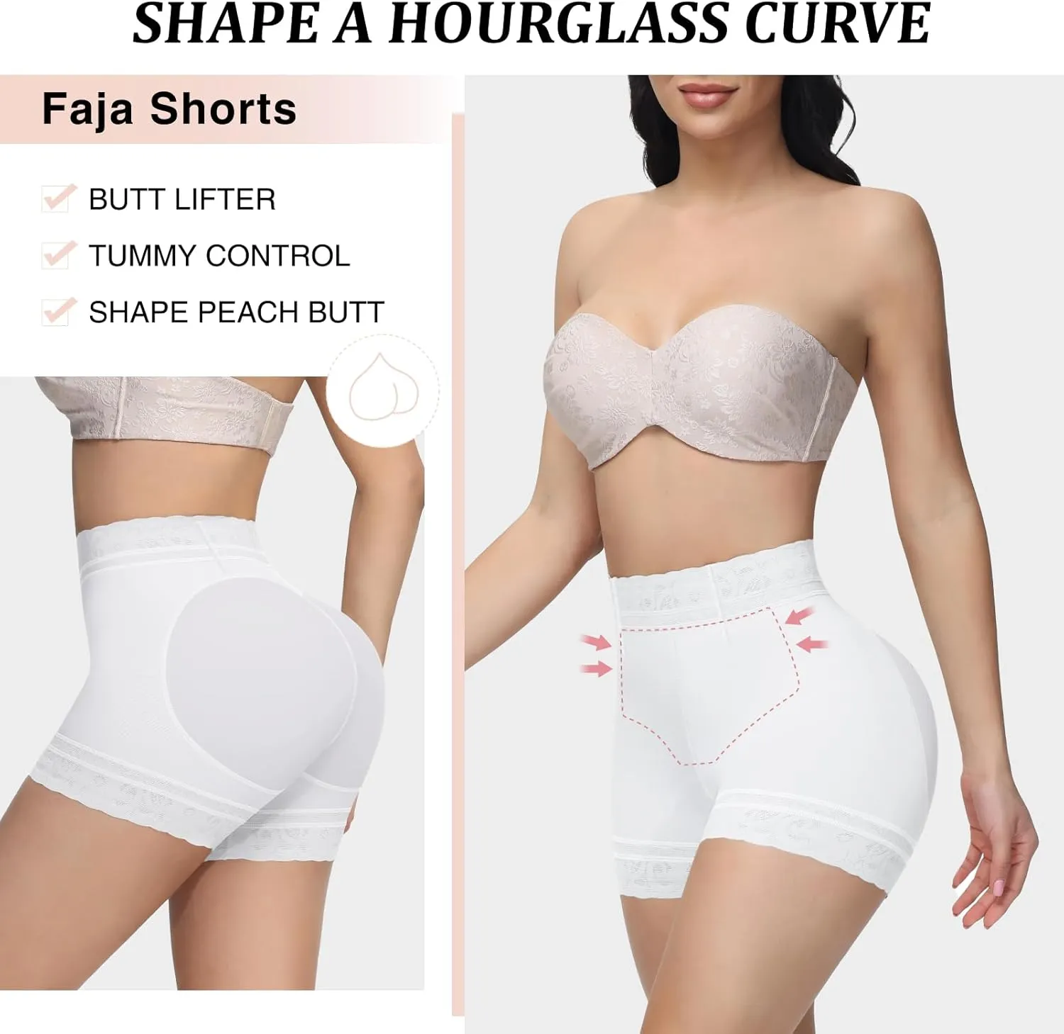 SHAPSHE Butt Lifter Panties Faja Shapewear for Women Tummy Control Shorts Seamless Thigh Slimming Compression Underwear