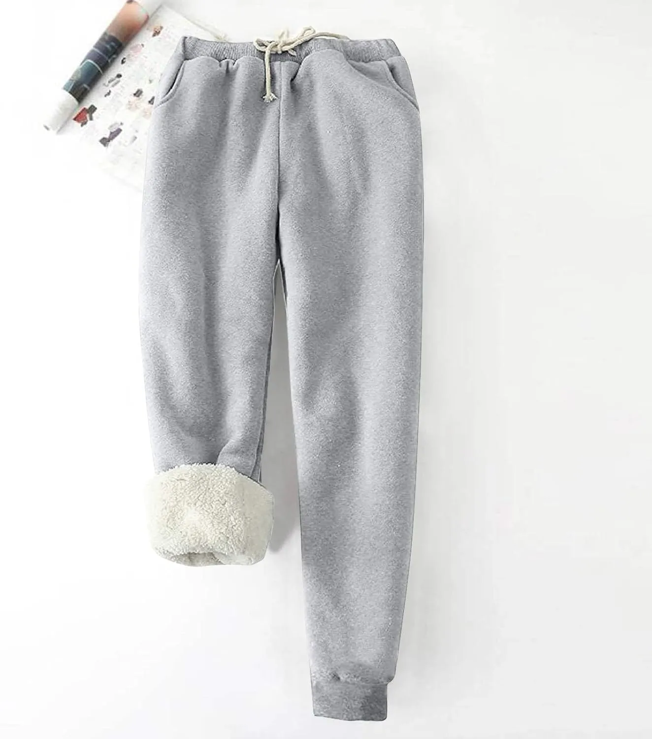 Sherpa Lined Sweatpants for Women Comfy Winter Pants Warm Fleece Jogger Pants Soft Athletic Pants Thermal Trousers