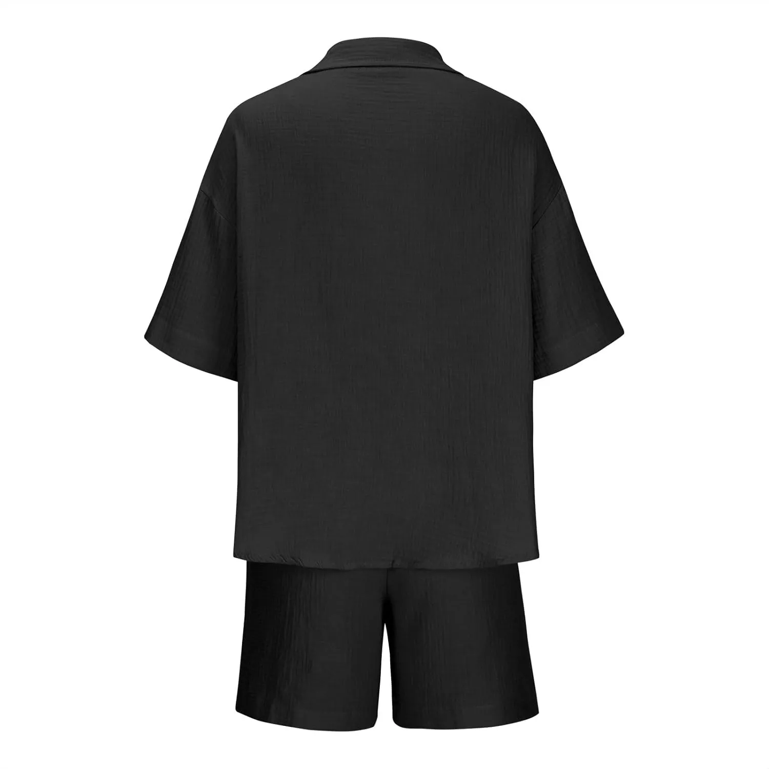 Short Sleeve Two Piece Linen Outfits for Women 2024 Summer Soft Lounge Tshirt Blouse Shorts Matching Set with Pockets