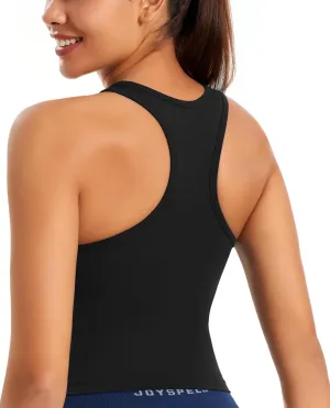 Smooth Workout Tops for Women Yoga Racerback Longline Padded Workout Tank Tops with Built in Bra