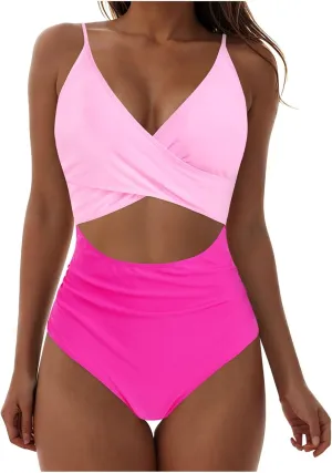 Split Bikini Women Gather Sexy Sling Backless Solid Split Swimsuit Sexy Thong Bikini