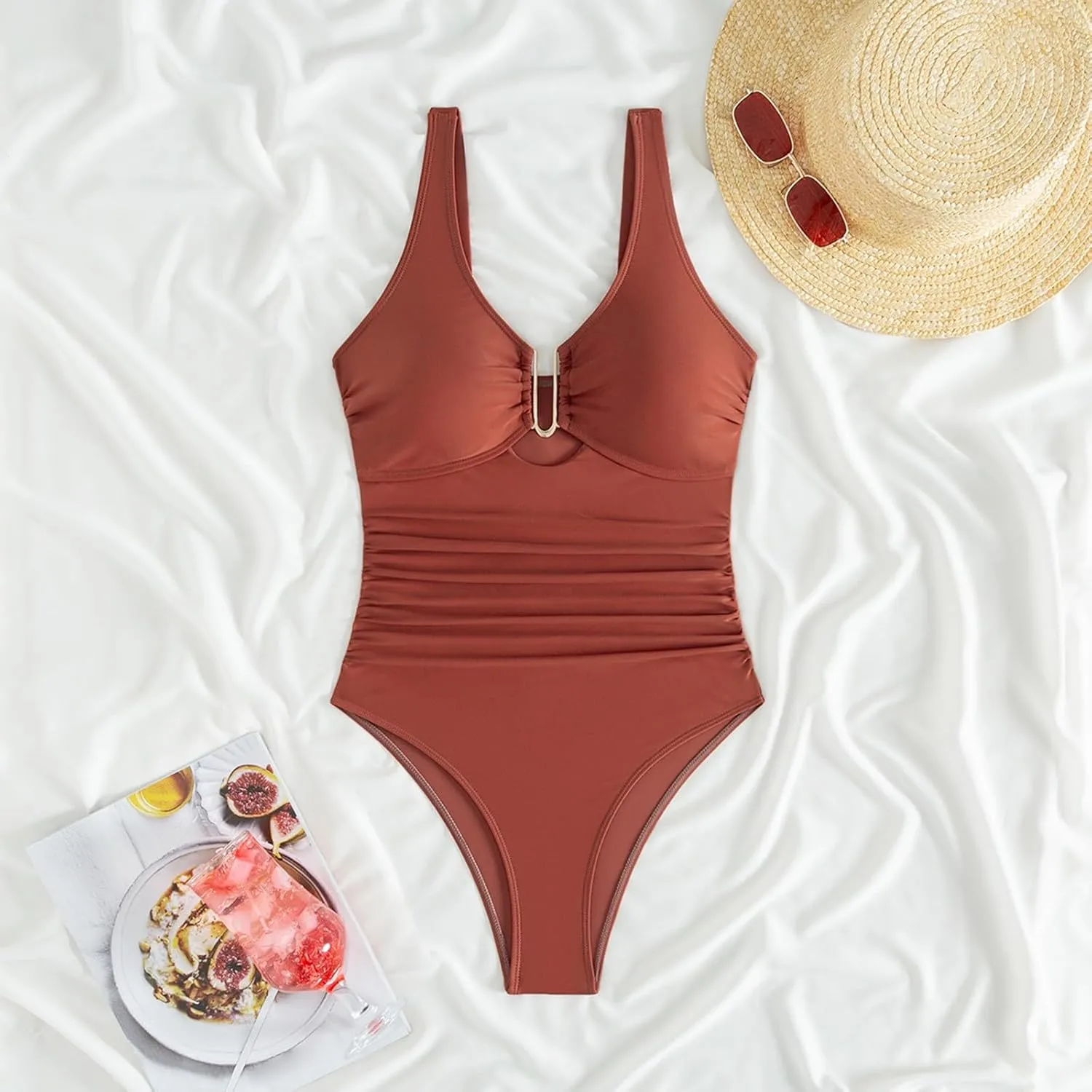 Split Bikini Women Gather Sexy Sling Backless Solid Split Swimsuit Sexy Woman High Waist Bikini