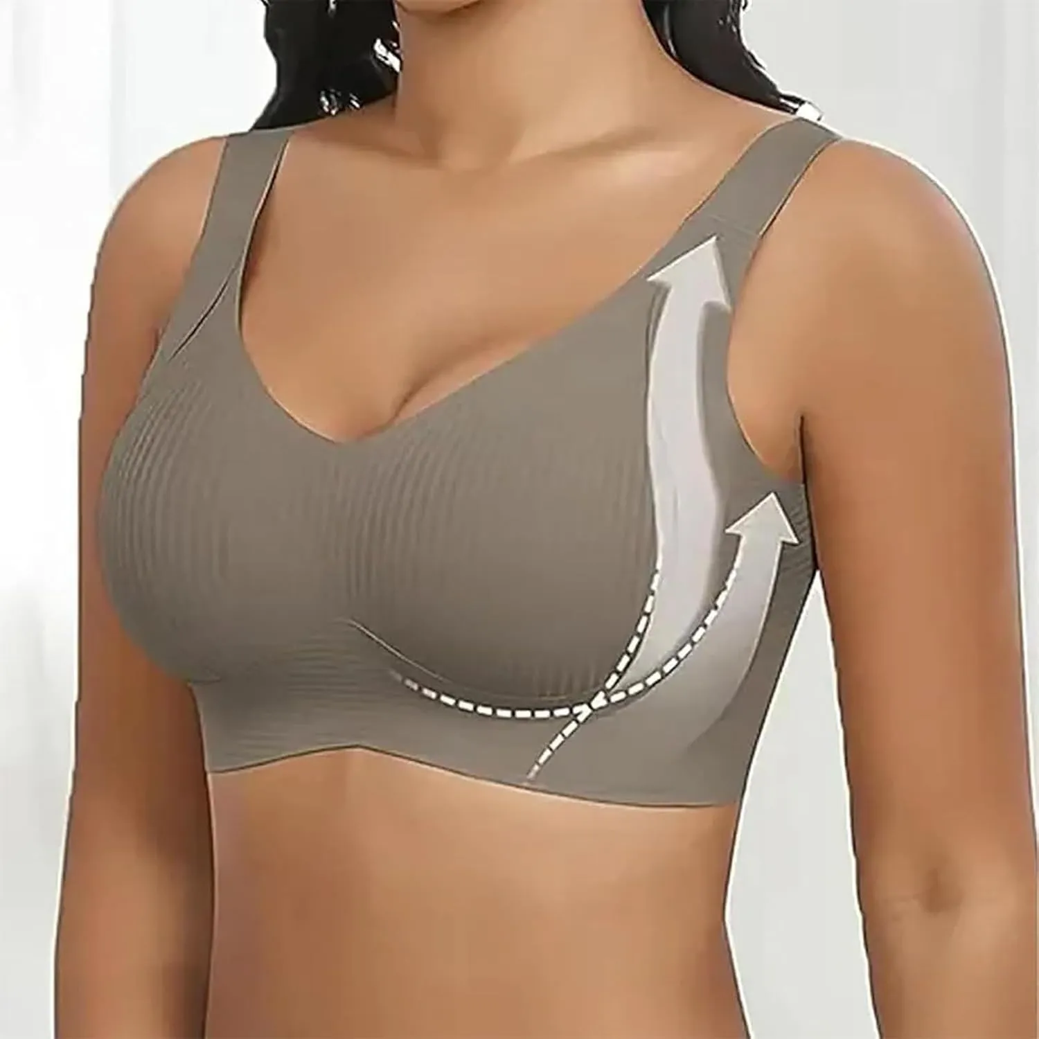 Sports Bras for Women Comfortable Ribbed Wireless Bralettes Adjustable Padded Everyday Bra 2PC Compression Bras