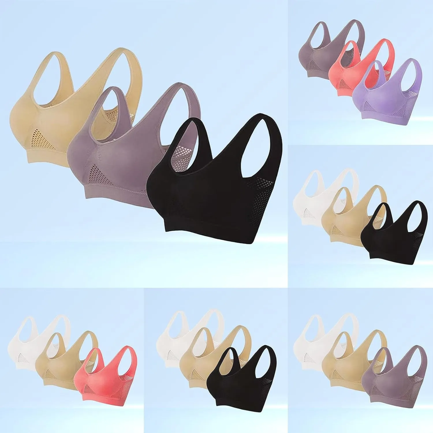 Sports Bras for Women Full Coverage No Underwire Everyday Bras Comfort Wireless Lightly Lined T-Shirt Bra
