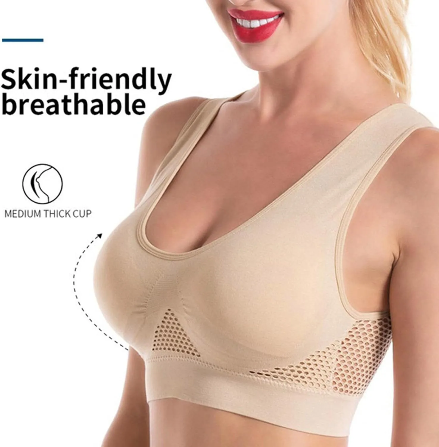 Sports Bras for Women Full Coverage No Underwire Everyday Bras Comfort Wireless Lightly Lined T-Shirt Bra