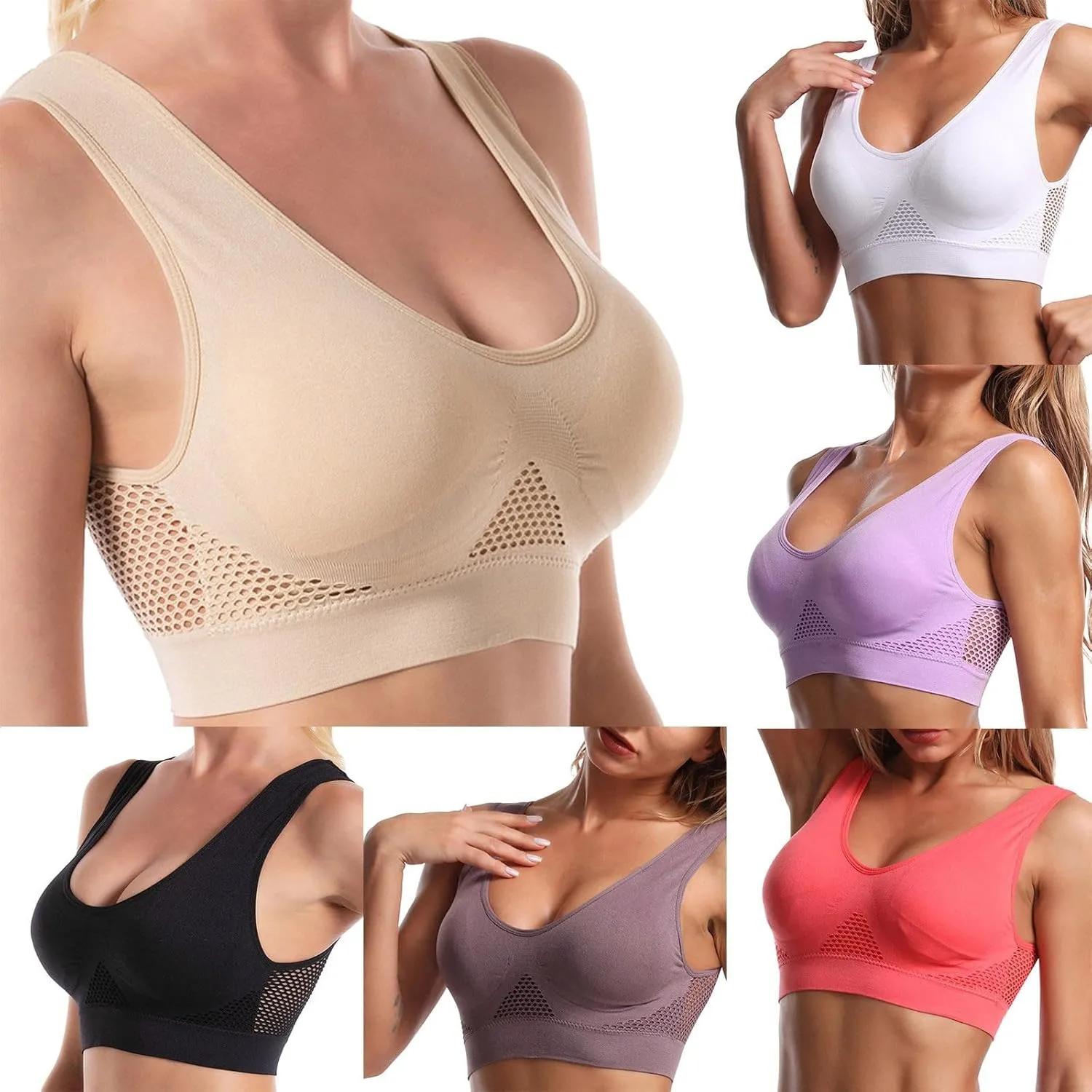 Sports Bras for Women Full Coverage No Underwire Everyday Bras Comfort Wireless Lightly Lined T-Shirt Bra