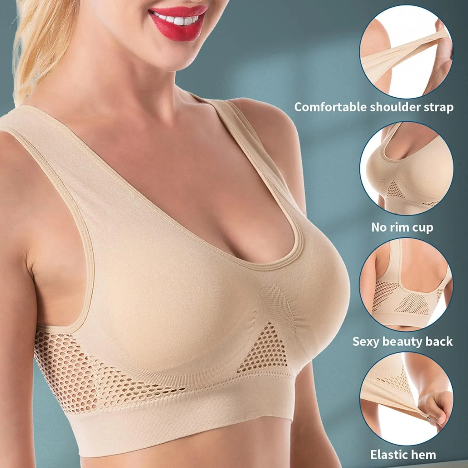 Sports Bras for Women Full Coverage No Underwire Everyday Bras Comfort Wireless Lightly Lined T-Shirt Bra