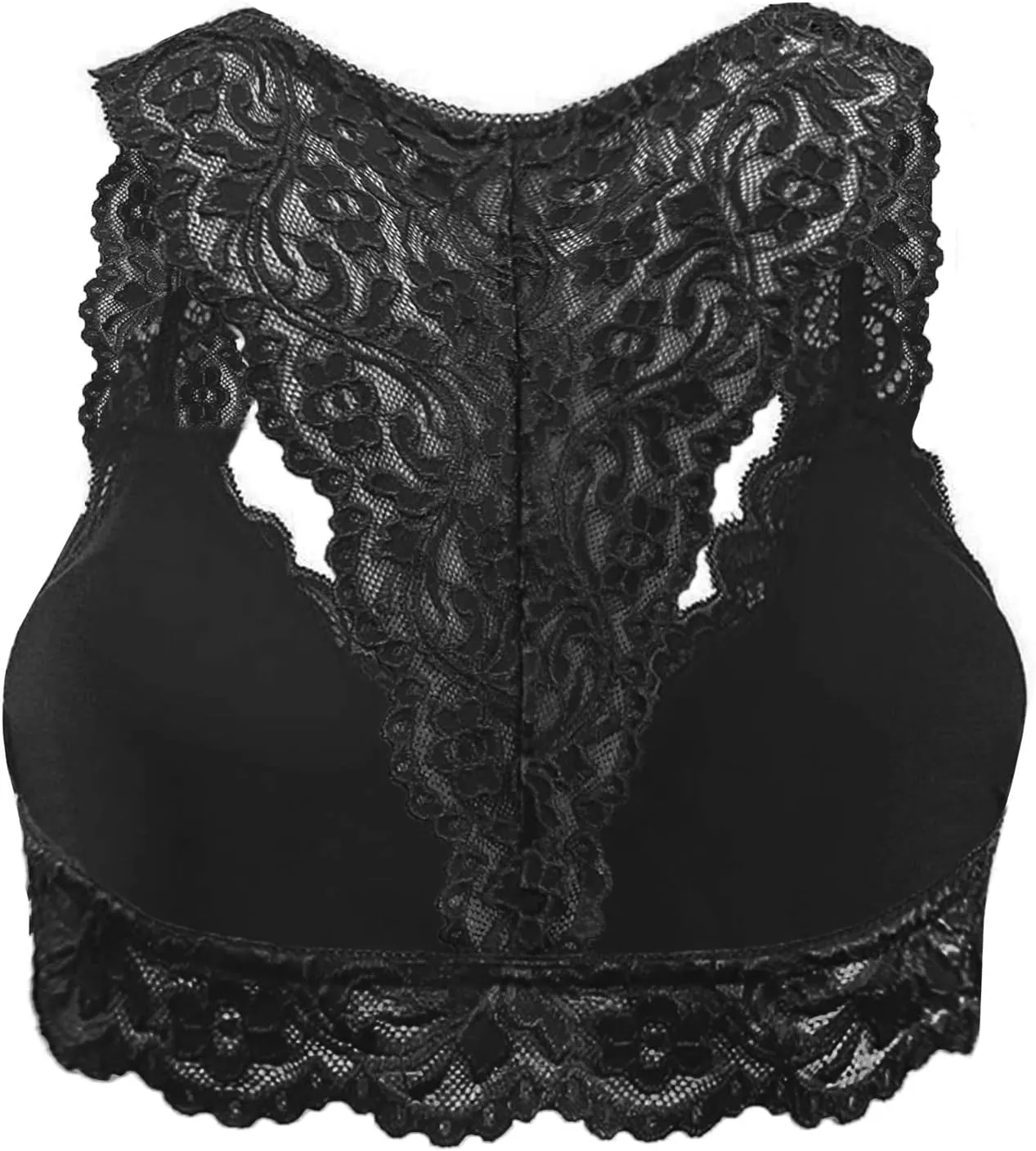 Sports Bras for Women Plus Size Floral Lace Racerback Bra Running Yoga Tank Top Bra Wireless Underwear