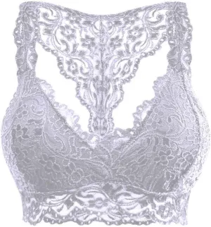 Sports Bras for Women Plus Size Floral Lace Racerback Bra Running Yoga Tank Top Bra Wireless Underwear