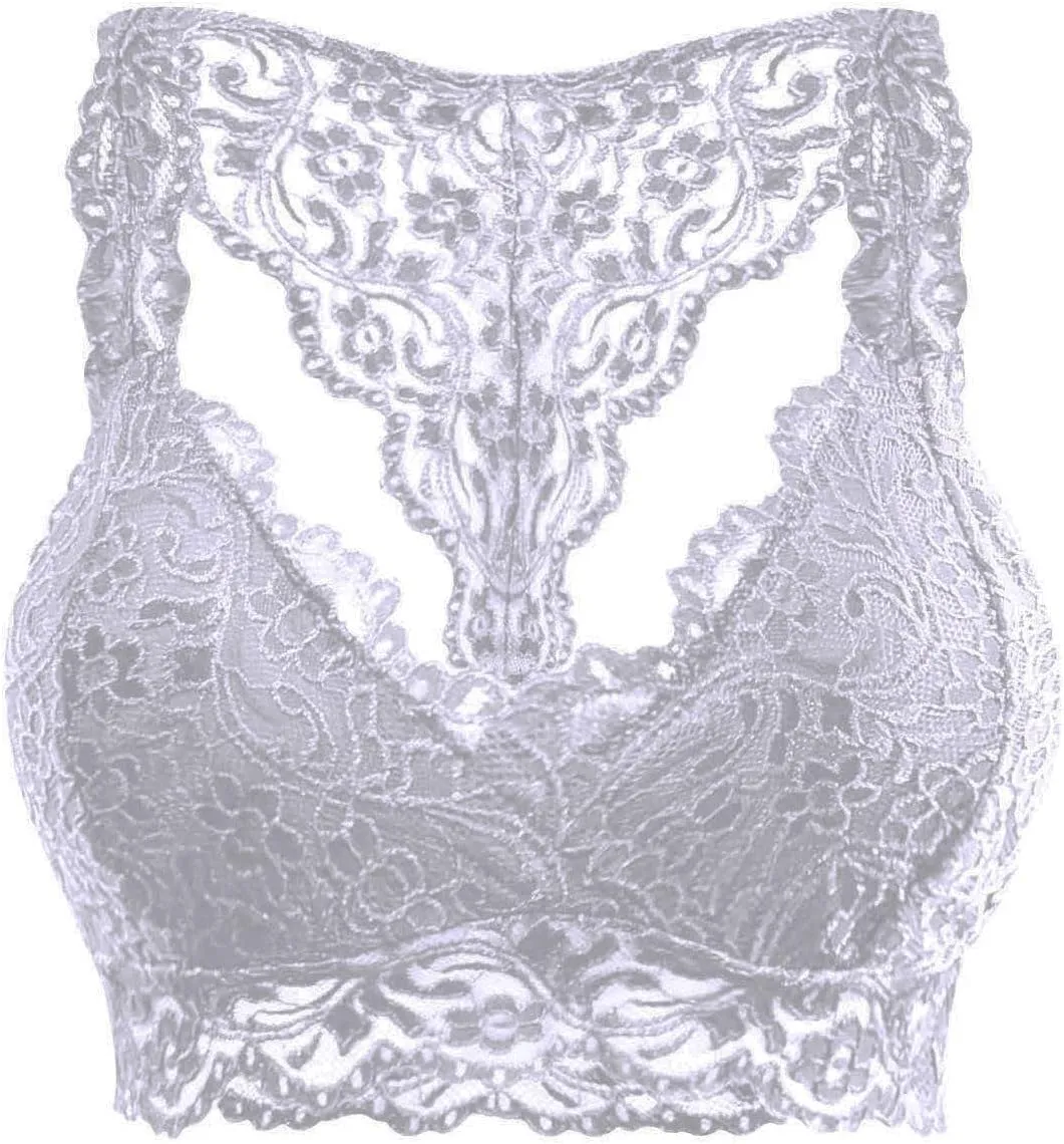 Sports Bras for Women Plus Size Floral Lace Racerback Bra Running Yoga Tank Top Bra Wireless Underwear