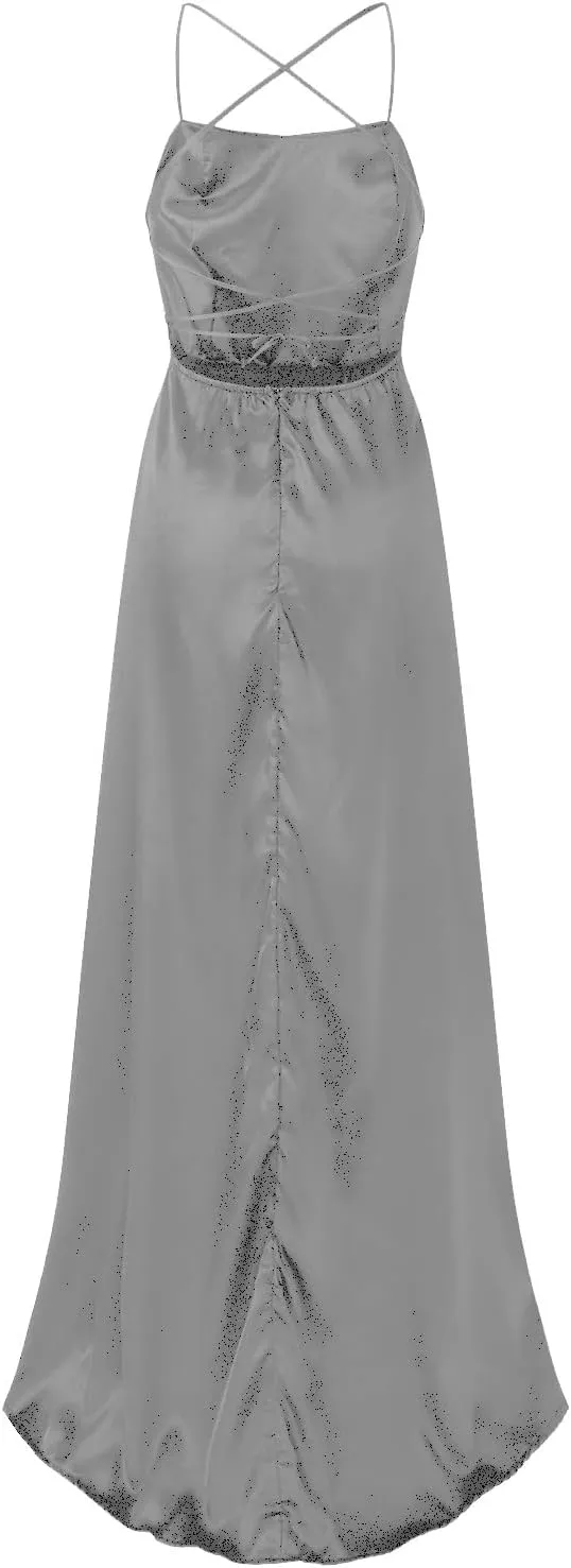 Summer Dresses for Women 2025, Wedding Guest Dresses for Women Elegant Chiffon Satin Prom Dress Long Formal Dress