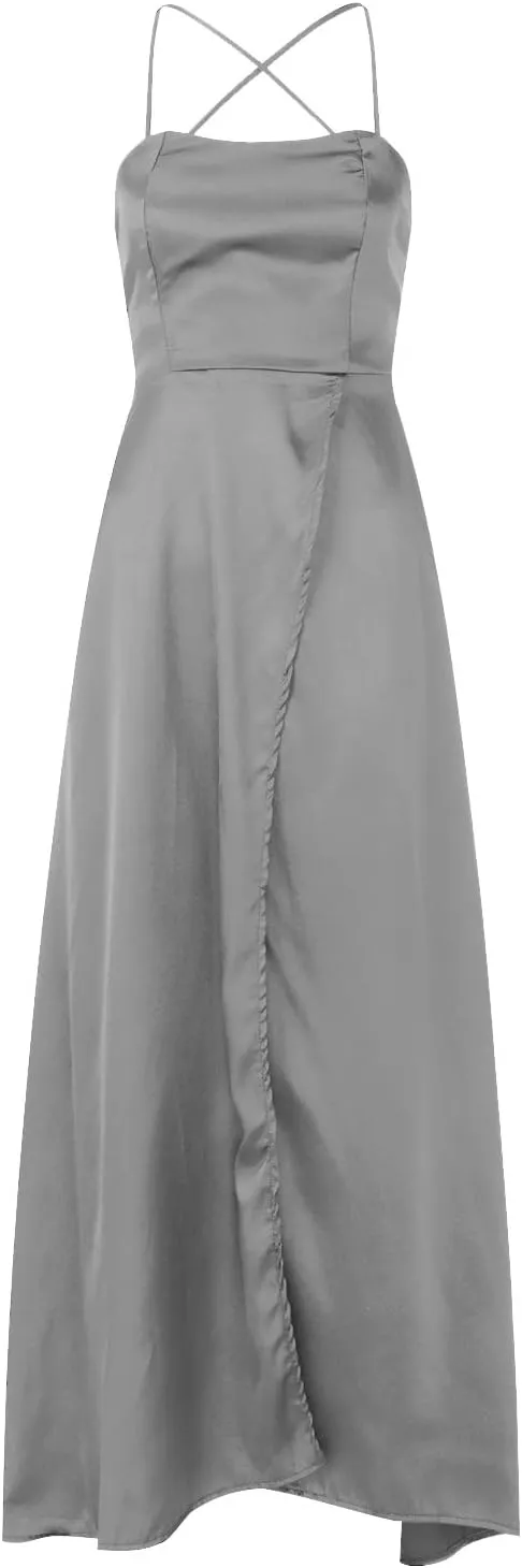 Summer Dresses for Women 2025, Wedding Guest Dresses for Women Elegant Chiffon Satin Prom Dress Long Formal Dress