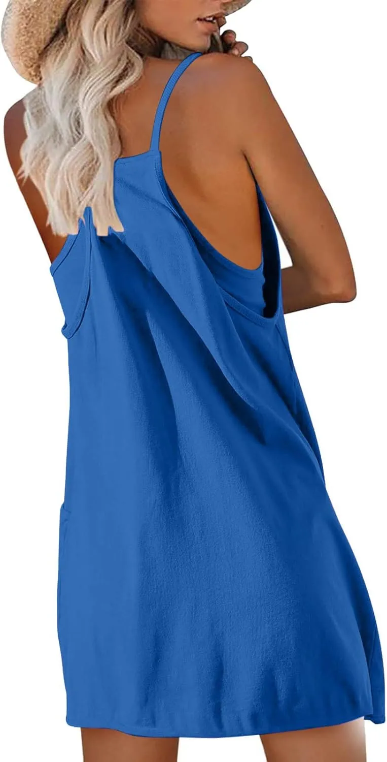 Summer Rompers for Women 2025 Dressy Casual Loose Sleeveless Shorts Jumpsuits Beach Vacation Outfits with Pockets