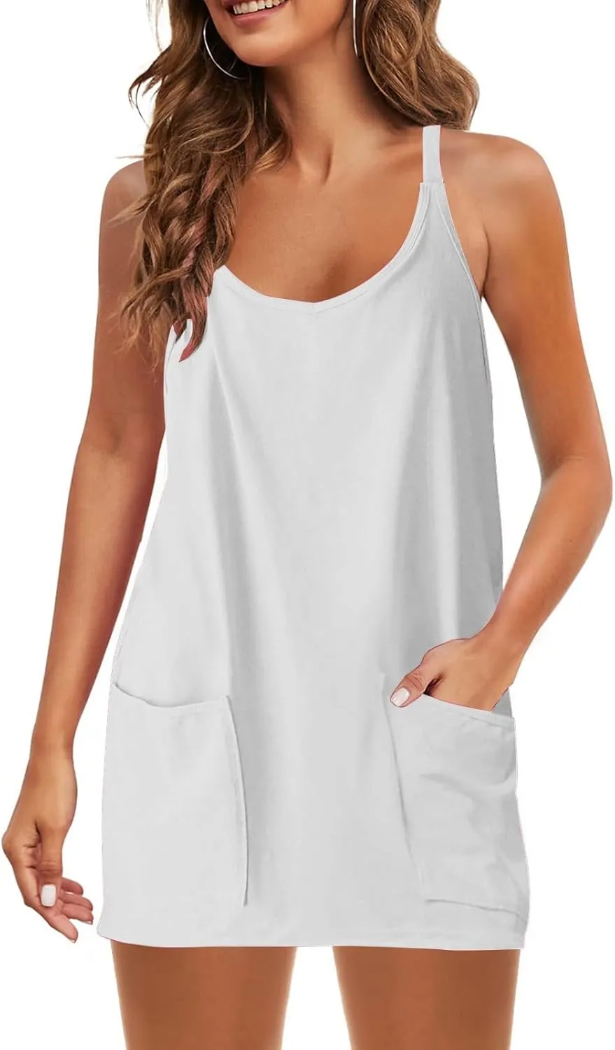 Summer Rompers for Women 2025 Dressy Casual Loose Sleeveless Shorts Jumpsuits Beach Vacation Outfits with Pockets