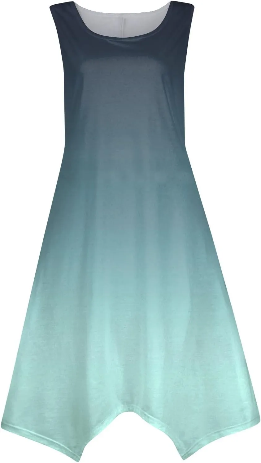 Sundresses for Women 2025 A-Line Sleeveless Tank Dress Handkerchief Hem Crewneck Boho Dress Casual Beach Dress