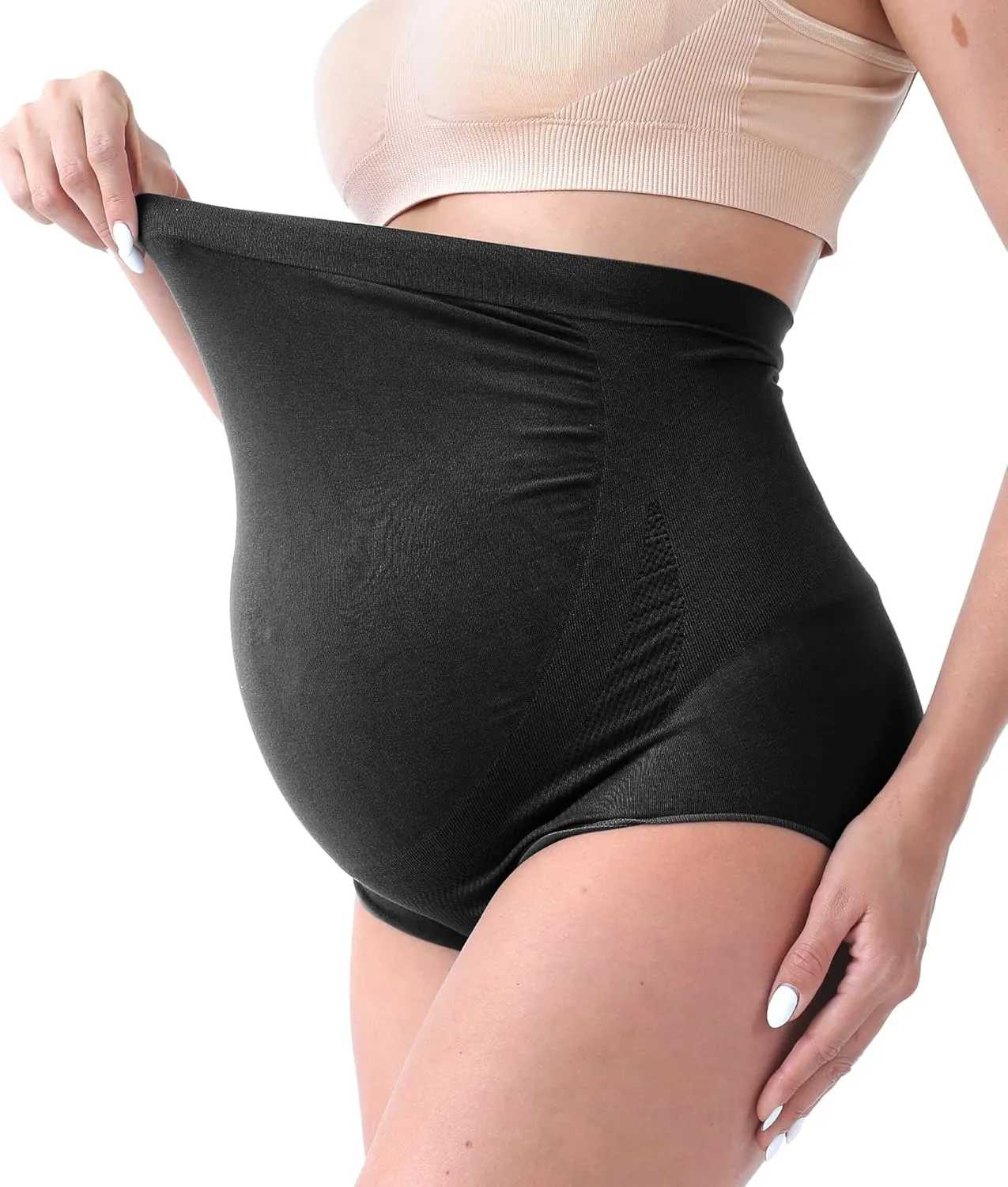SUNNYBUY Women's Maternity High Waist Underwear Pregnancy Seamless Soft Hipster Panties Over Bump