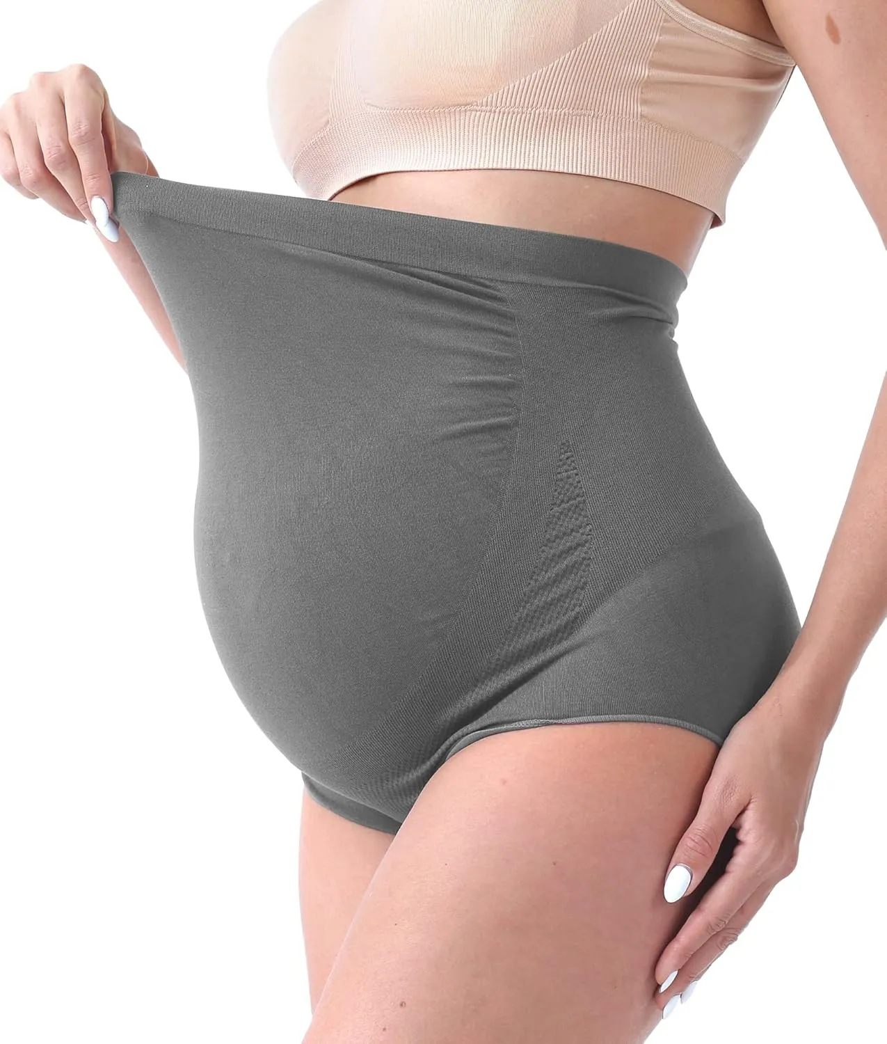 SUNNYBUY Women's Maternity High Waist Underwear Pregnancy Seamless Soft Hipster Panties Over Bump