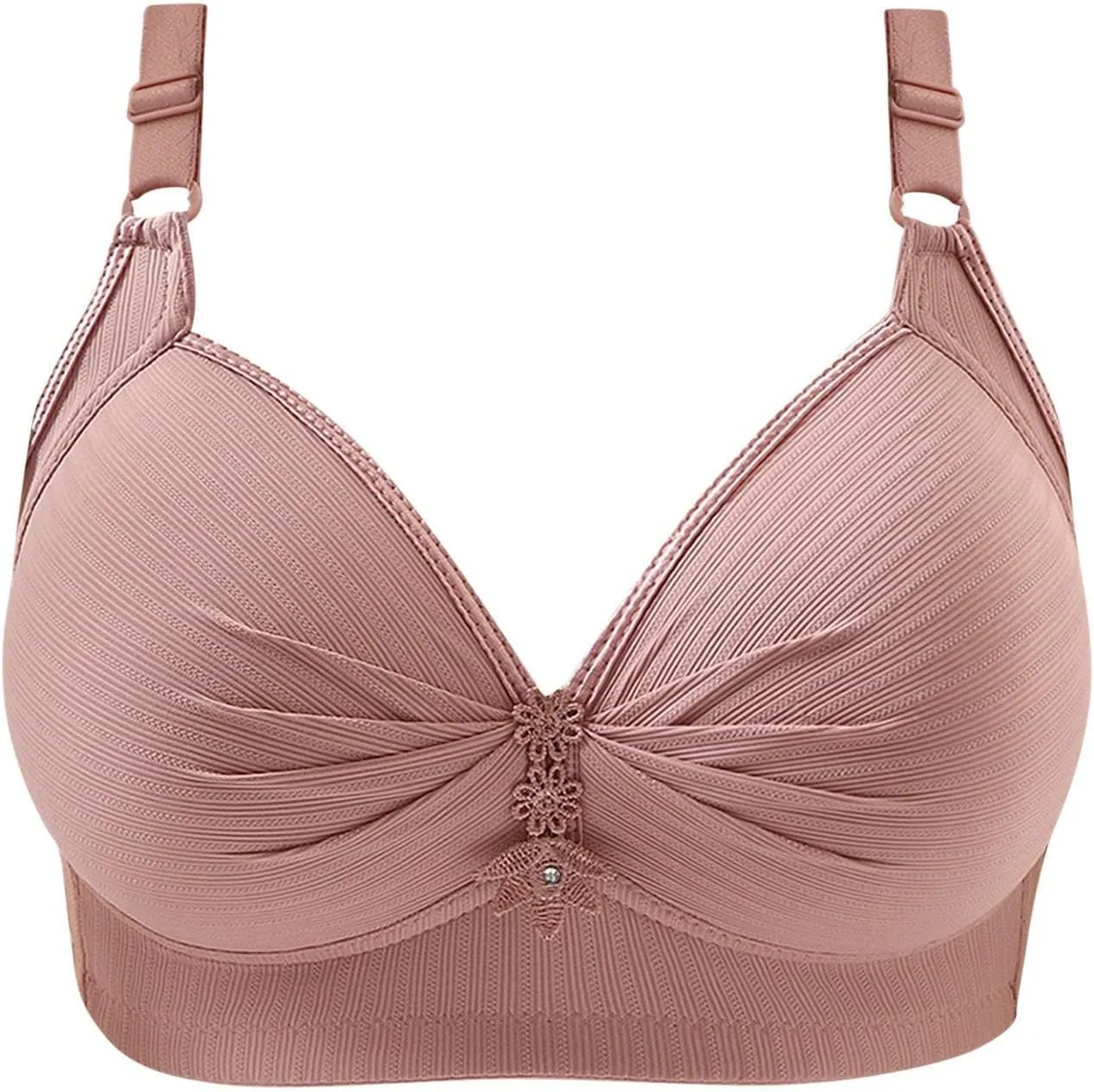 Support Pushup Bras for Older Women Lift No Underwire Comfortable Underwear Thin Mold Cup Three-Breasted Brassiere