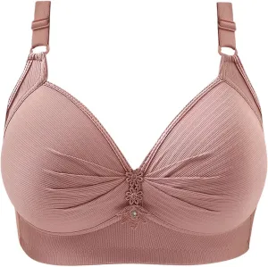 Support Pushup Bras for Older Women Lift No Underwire Comfortable Underwear Thin Mold Cup Three-Breasted Brassiere