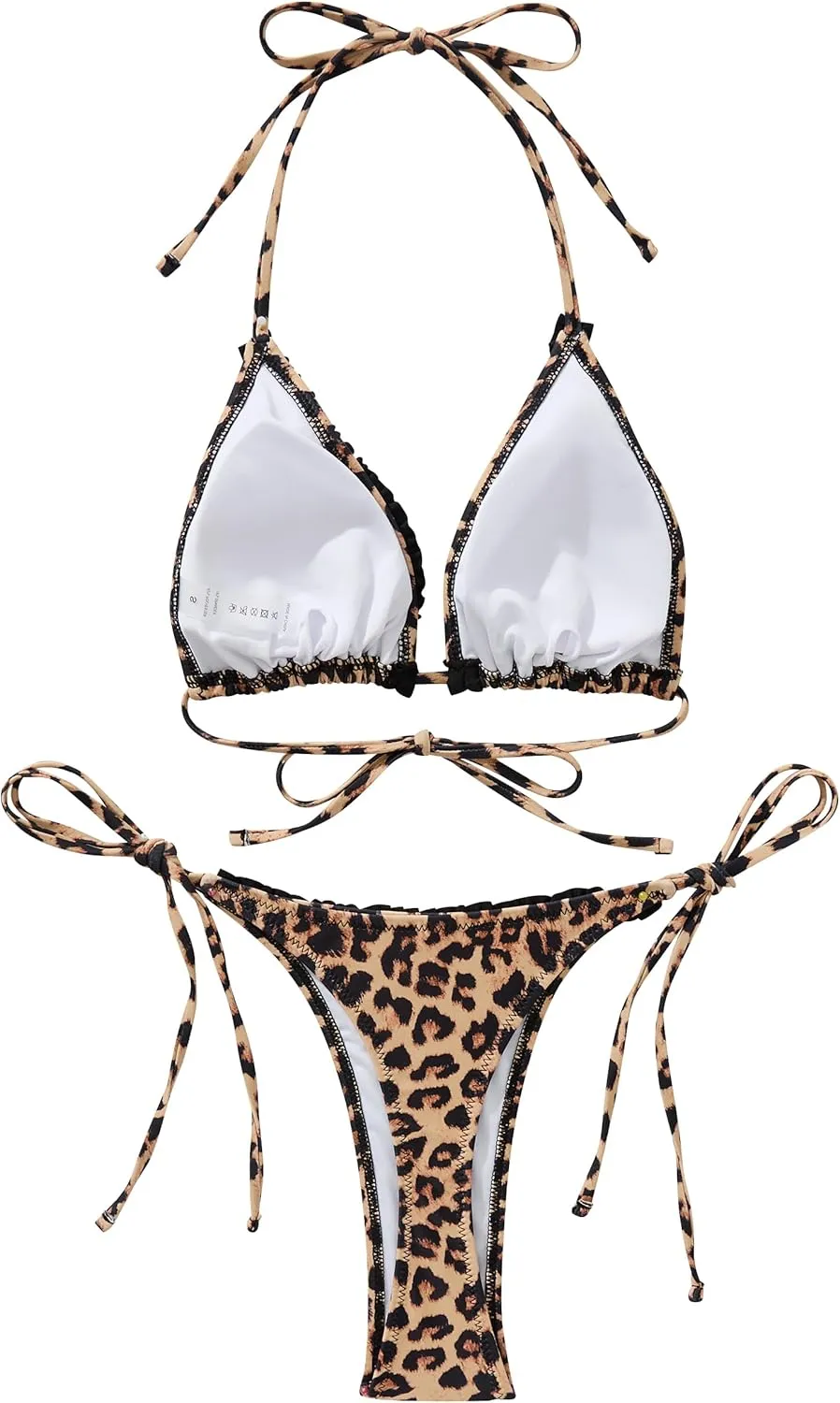 SUUKSESS Women Ruffle Thong Bikini Sets Halter String Triangle 2 Piece Swimsuit