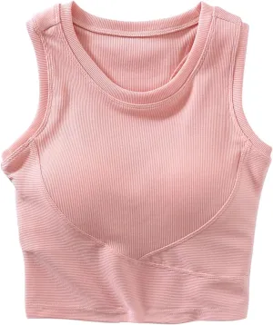 Tanks with Built in Bra Support U Neck Sleeveless Basic Undershirts Trendy Lightweight Smooth Turtleneck Camisole