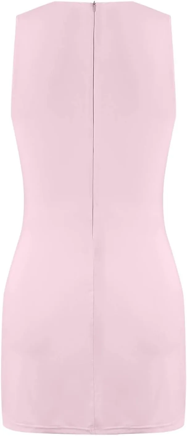 Tennis Dresses for Women with Shorts Athletic Side Slit Golf Dresses Sleeveless Crew Neck Mini Dress with Pockets