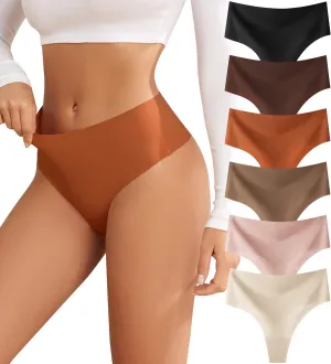 Thongs for Womens High Waisted Seamless for Women Underwear Sexy Breathable Panties 6 Pack