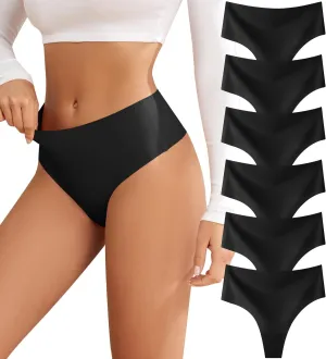 Thongs for Womens High Waisted Seamless for Women Underwear Sexy Breathable Panties 6 Pack