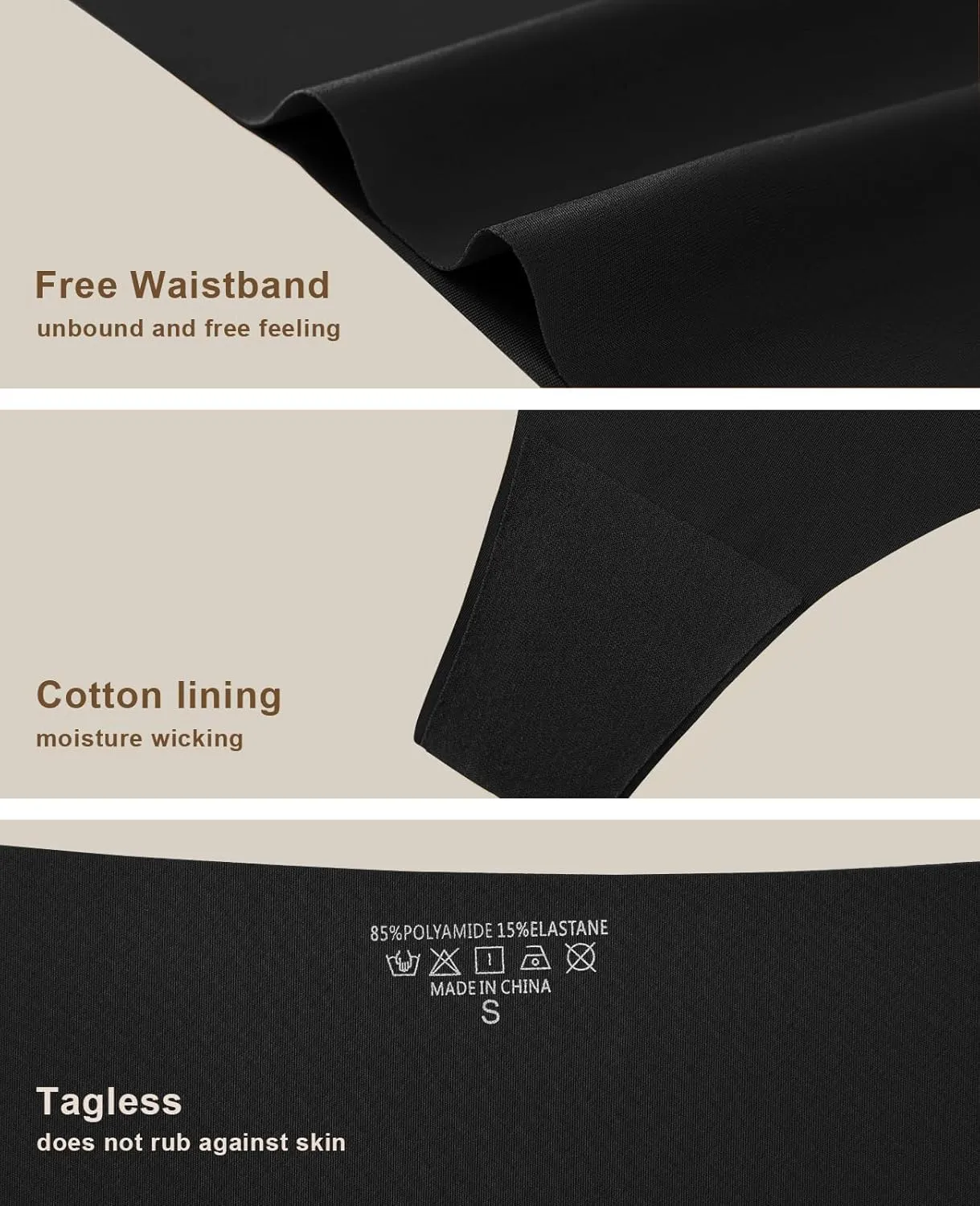Thongs for Womens High Waisted Seamless for Women Underwear Sexy Breathable Panties 6 Pack