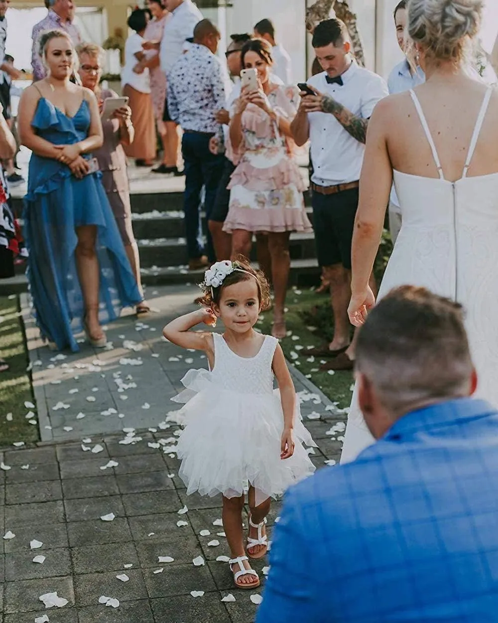 Topmaker Backless A-line Lace Back Flower Girl Dress