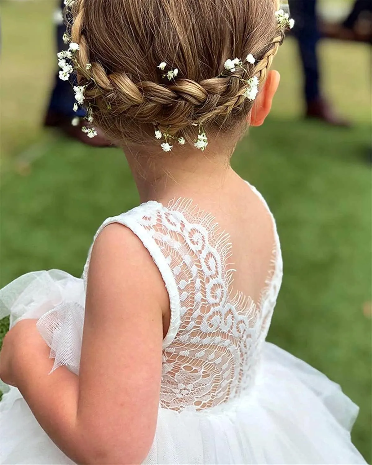 Topmaker Backless A-line Lace Back Flower Girl Dress