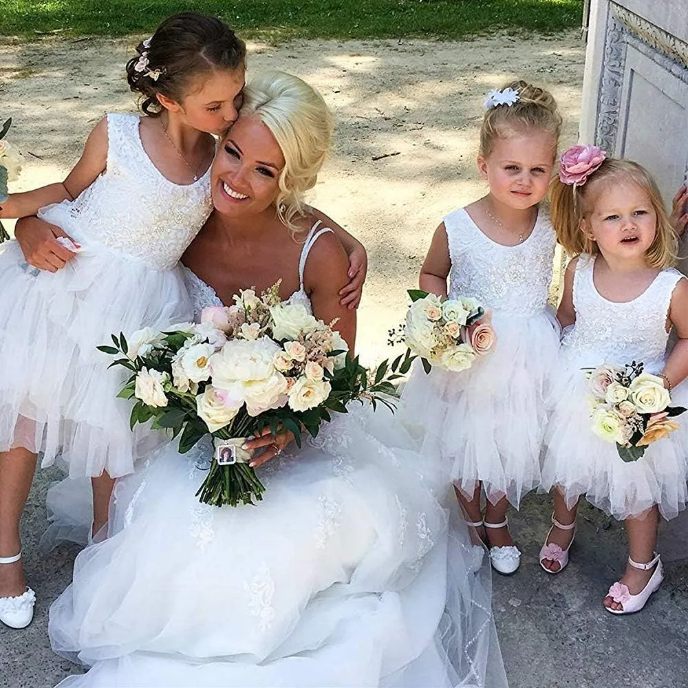 Topmaker Backless A-line Lace Back Flower Girl Dress