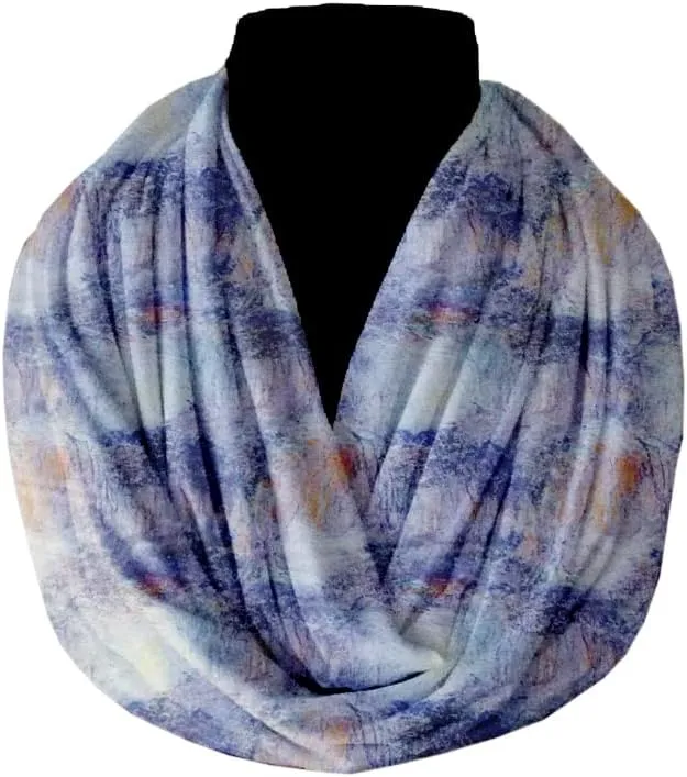 Unisex Lightweight Artistic Abstract Infinity Fashion Scarf Psychedelic Design 100% Cotton Circle Loop Wrap Around Scarf