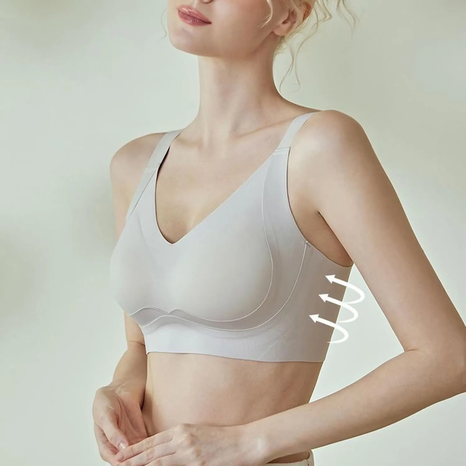 V Neck Bra Padded Seamless Wireless Adjustable Straps No Underwire with Soft Support Regular and Plus Size
