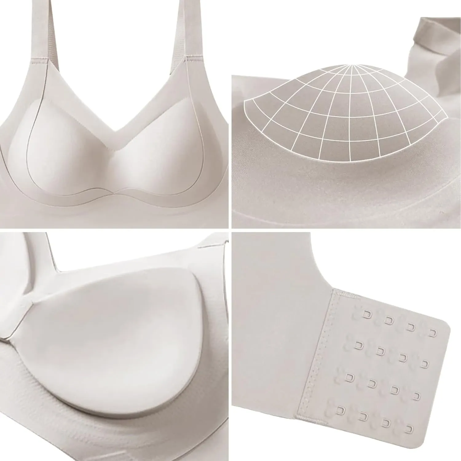 V Neck Bra Padded Seamless Wireless Adjustable Straps No Underwire with Soft Support Regular and Plus Size