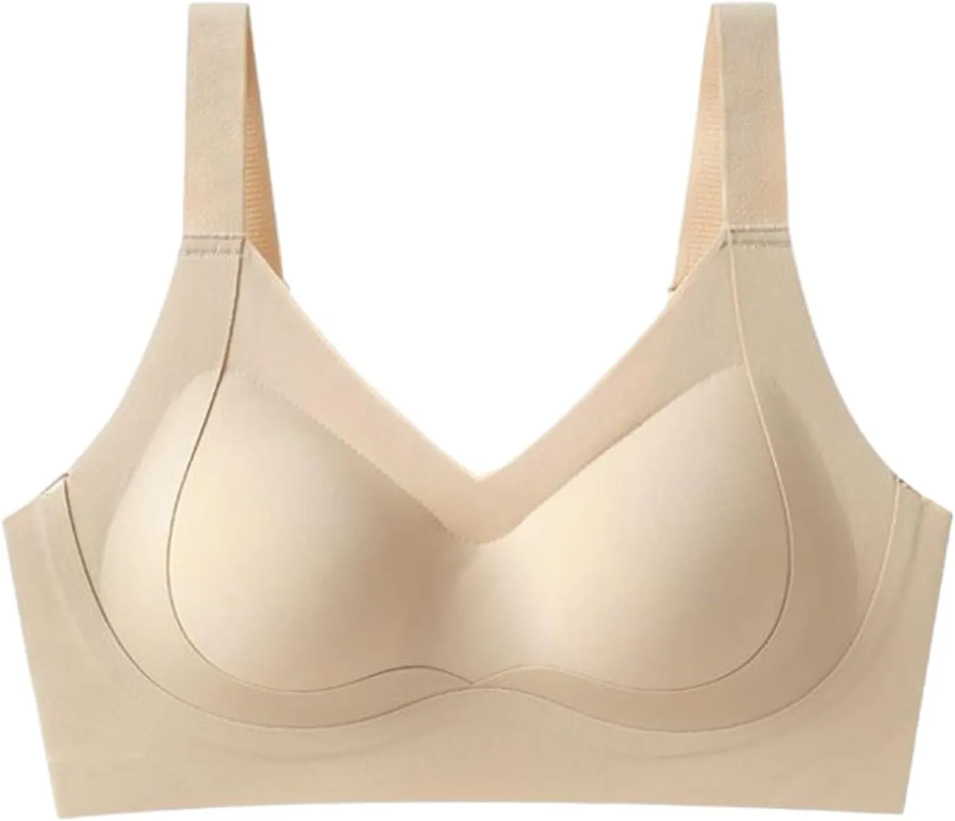 V Neck Bra Padded Seamless Wireless Adjustable Straps No Underwire with Soft Support Regular and Plus Size