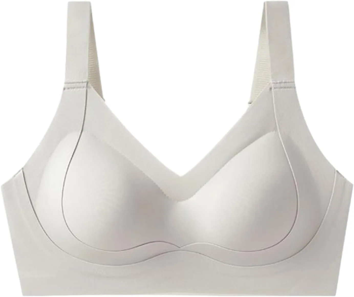 V Neck Bra Padded Seamless Wireless Adjustable Straps No Underwire with Soft Support Regular and Plus Size